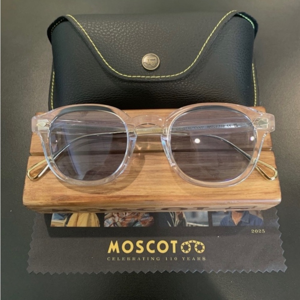 MOSCOT Clear Frame Sunglasses with Gray Lenses
